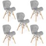 Kit 05 Cadeiras Charles Eames Eiffel Slim Wood Estofada - Cinza - 1