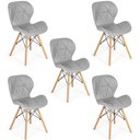 Ver imagem 1 de Kit 05 Cadeiras Charles Eames Eiffel Slim Wood Estofada - Cinza