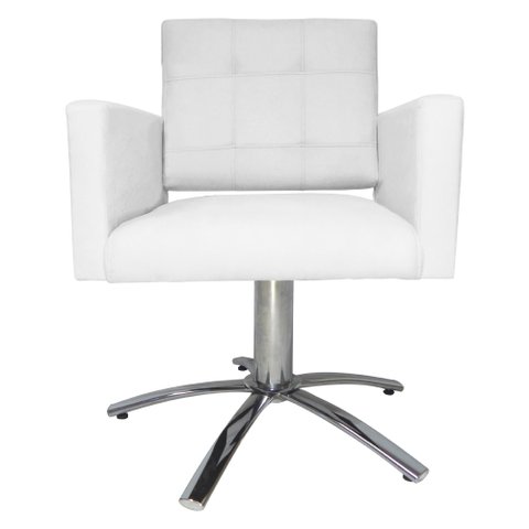 Poltrona Decorativa Camila Pés Metal Giratório Suede Branco - DS Estofados