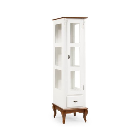 Cristaleira 1 Porta e Laterais em Vidro 2 Prateleiras 60111 Linz Móveis - Branco/Imbuia Glazer
