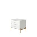 Ver imagem 1 de Mesa de Cabeceira 2 Gavetas Jasper 64 cm - Branco c/ Dourado