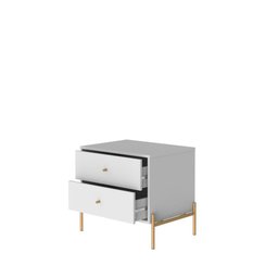 Mesa de Cabeceira 2 Gavetas Jasper Branco - 5
