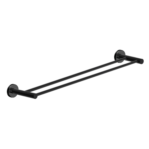 Toalheiro Duplo para Banheiro Preto Fosco Atenas Grego Metal 65cm