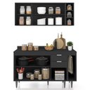 Ver imagem 5 de Armário de Cozinha com Tampo Cp08 140cm Pérola Preto Z34 - Mpozenato