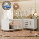 Ver imagem 1 de Quarto de Bebê com Cômoda 4355 e Berço 4315 Branco Acetinado + Colchão Ortobom Patoti Móveis