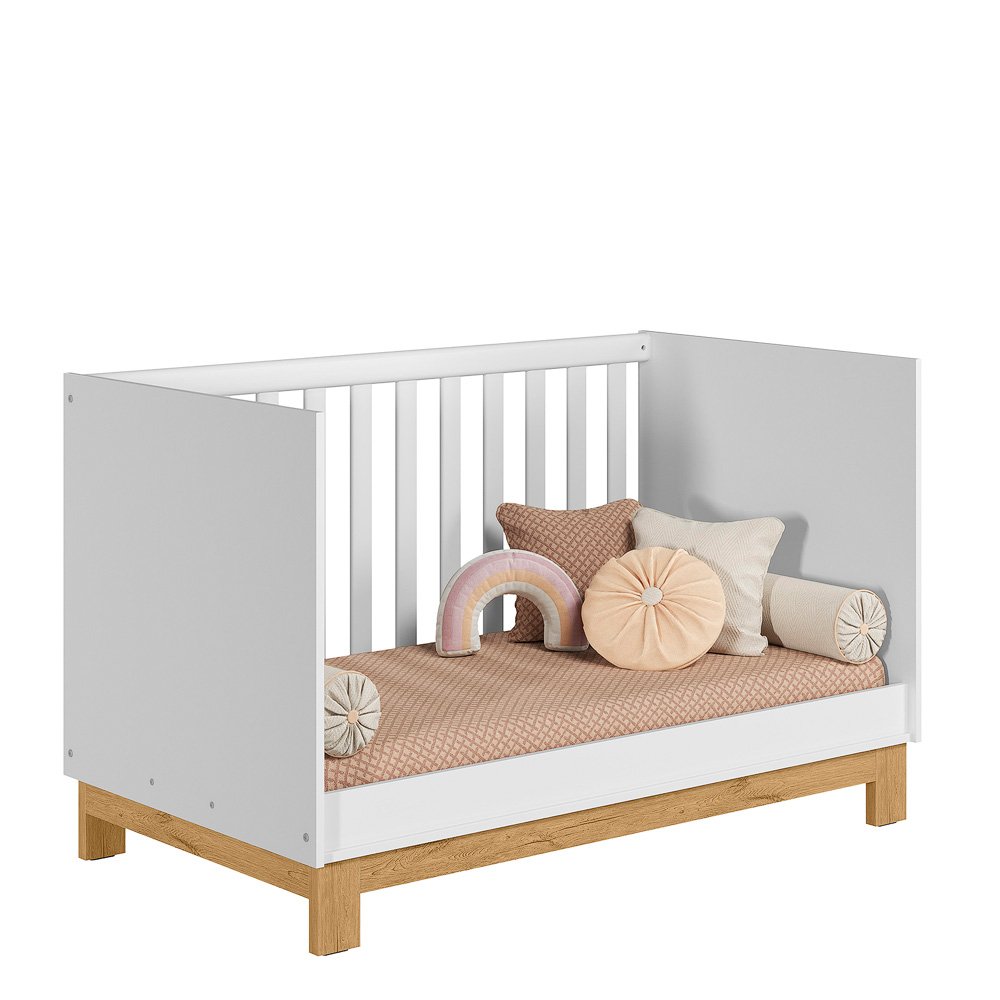 Quarto de Bebê com Cômoda 4355 e Berço 4315 Branco Acetinado + Colchão Ortobom Patoti Móveis - 4