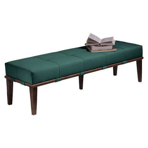 Recamier Decorativo 160cm Martínez Veludo Pés Madeira Verde/Imbúia - Gran Belo