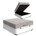 Ver imagem 1 de Cama Box Baú Casal Branco + Colchão de Molas Ensacadas - Airtech Springpocket 138x188x65cm - Ortobom