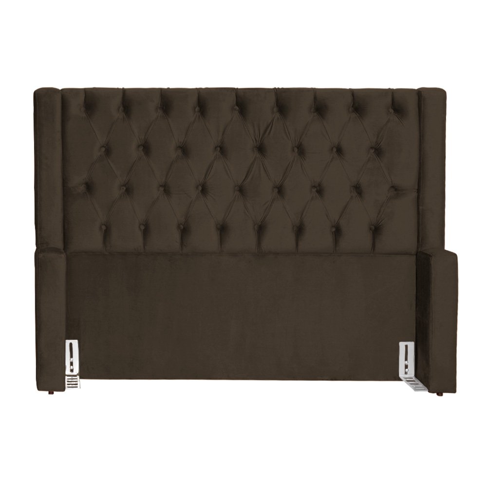 Cabeceira Para Cama Box Emma Luxo Veludo Cores - DS Estofados - Casal - Marrom - 2