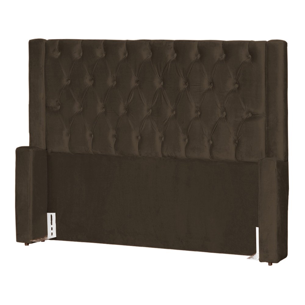 Cabeceira Para Cama Box Emma Luxo Veludo Cores - DS Estofados - Casal - Marrom - 1
