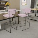 Ver imagem 2 de Kit 04 Banquetas Alta para Cozinha Sala de Jantar Base em Aço Allana L02 Suede Rosê - Lyam Decor