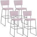 Ver imagem 1 de Kit 04 Banquetas Alta para Cozinha Sala de Jantar Base em Aço Allana L02 Suede Rosê - Lyam Decor
