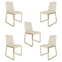 Ver imagem 1 de Kit 5 Cadeiras de Jantar Estofada Lille Base Gold Veludo Bege - Montanaris Decor