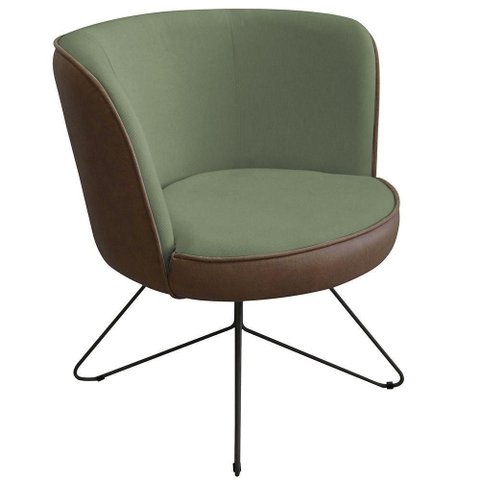 Poltrona Decorativa Chiara Base Orby Corano Marrom/Poliéster Verde Claro - Nexta Casa
