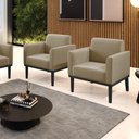 Ver imagem 2 de Kit 2 Poltronas Base de Madeira Fixa Preto Marisa Suede D03 - D’Rossi Marrom Rato