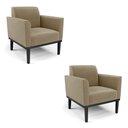 Ver imagem 1 de Kit 2 Poltronas Base de Madeira Fixa Preto Marisa Suede D03 - D’Rossi Marrom Rato