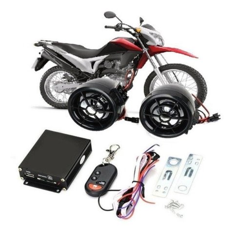 Kit Alarme para Moto Bluetooth Anti Furto Trava Caixa de Som Controle Remoto MP3 Radio Fm USB