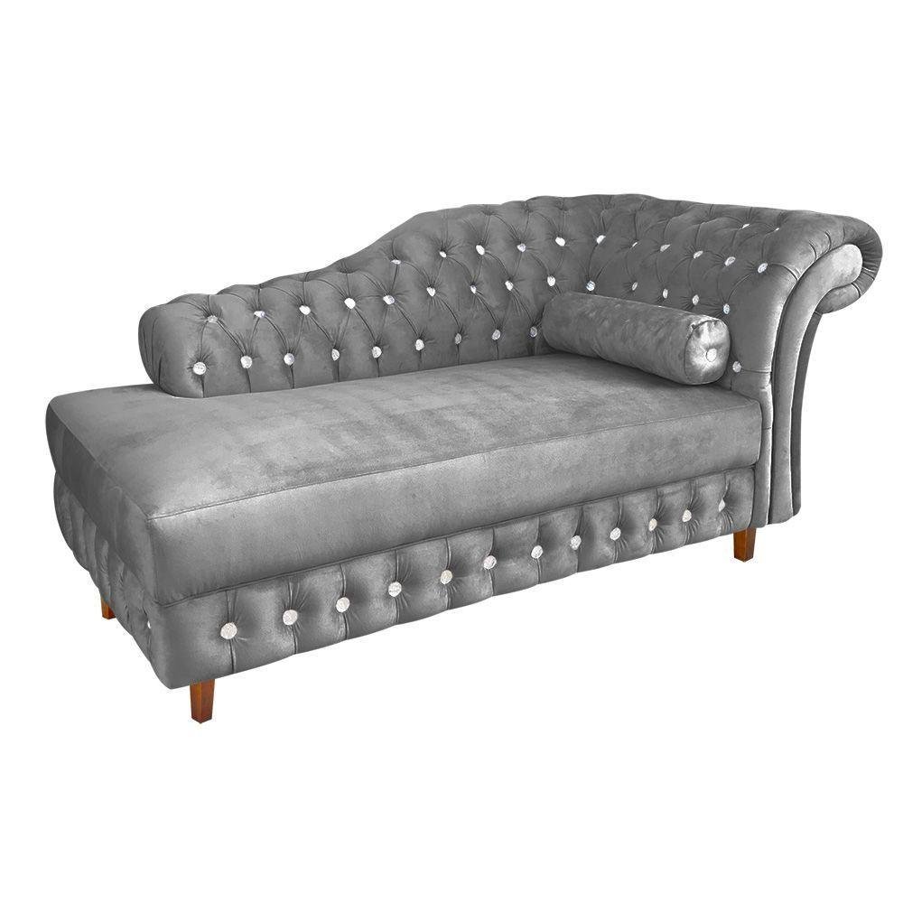 Divã Chesterfield Juliette 160cm Pés Chanfrado Suede Grafite - 4