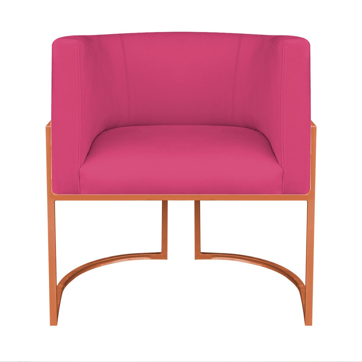 Kit 02 Poltronas Decorativas Luna Base de Ferro Bronze Suede Doce Sonho Móveis Pink - 6
