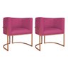 Kit 02 Poltronas Decorativas Luna Base de Ferro Bronze Suede Doce Sonho Móveis Pink - 1