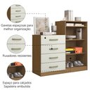 Ver imagem 4 de Cômoda 4 Gavetas 2 Portas com Sapateira Organizadora Londres Aramóveis
