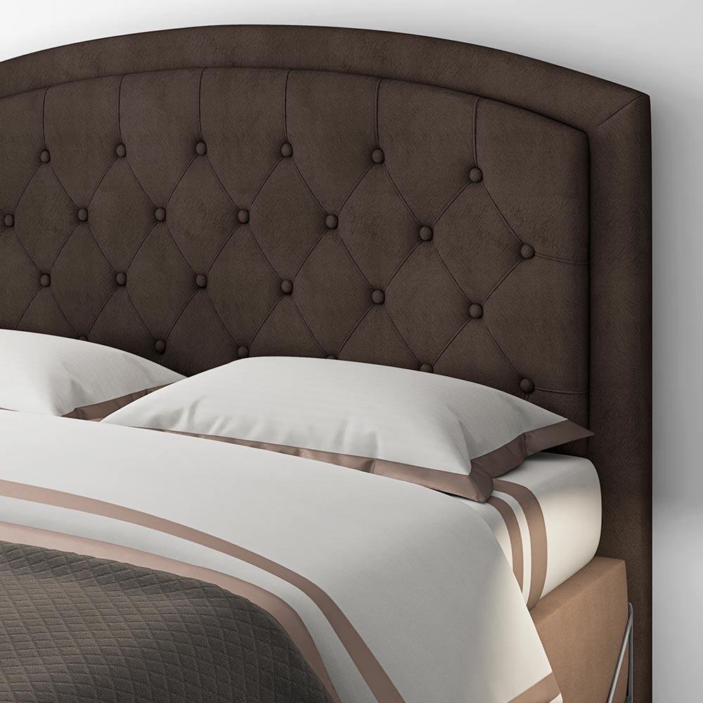 Cabeceira De Cama Casal Capitonê Tradicional Suede Marrom Ilha Bela Framar - 3