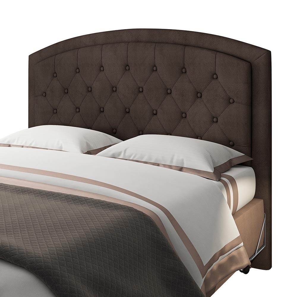 Cabeceira De Cama Casal Capitonê Tradicional Suede Marrom Ilha Bela Framar - 2