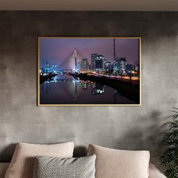 Quadro Decorativo Tela Canvas Urbanismo Monumentos Noite Em Sao Paulo Com Moldura Dourada - 100x70 c - 1 Quadro Decorativo Tela Canvas Urbanismo Monumentos Noite Em Sao Paulo Com Moldura Dourada - 100x70 c - 1