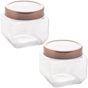 Ver imagem 1 de Kit 2 Potes Porta Mantimentos Rose Gold com Tampa 800ml Lyor Gastro Potinho de Vidro