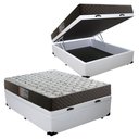 Ver imagem 1 de Cama Box Baú Casal Colchão Mola Bonnel Belos Sonhos + Box Sintético 61x138x188:branco
