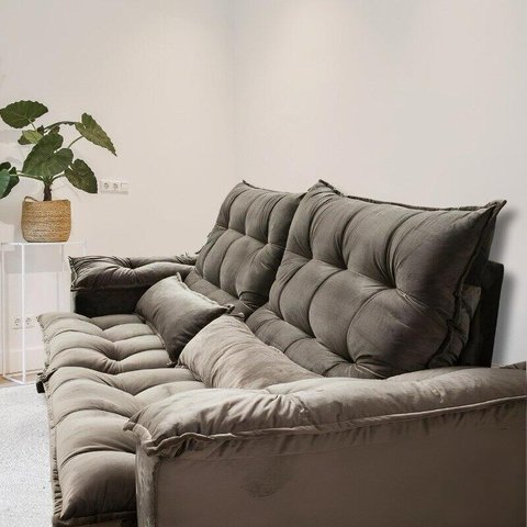 Sofá Retrátil e Reclinável Ipanema 1,50m com 1,60m de Abertura em Tecido Veludão - Montagem Inclusa