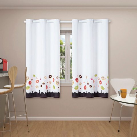 Cortina Para Cozinha 2,20m x 1,45m Ilhós Estampada Cupcake