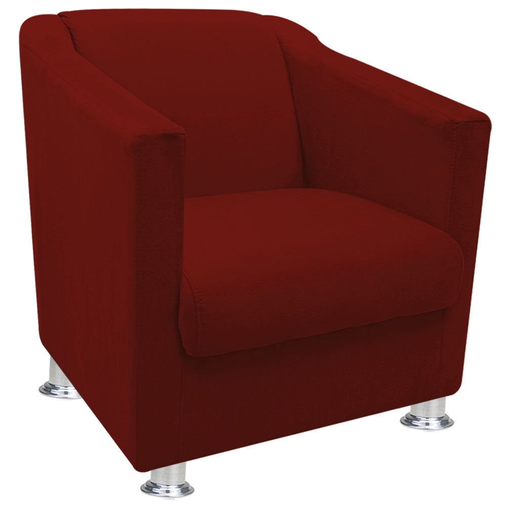 Kit 3 Poltrona Cadeira Decorativa Escritório Tilla Suede Vermelho - 3