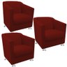 Kit 3 Poltrona Cadeira Decorativa Escritório Tilla Suede Vermelho - 1