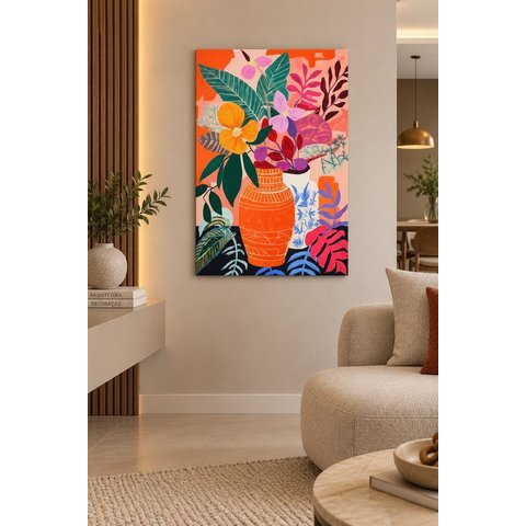 Quadro Vaso com Flores Tropicais 40x60