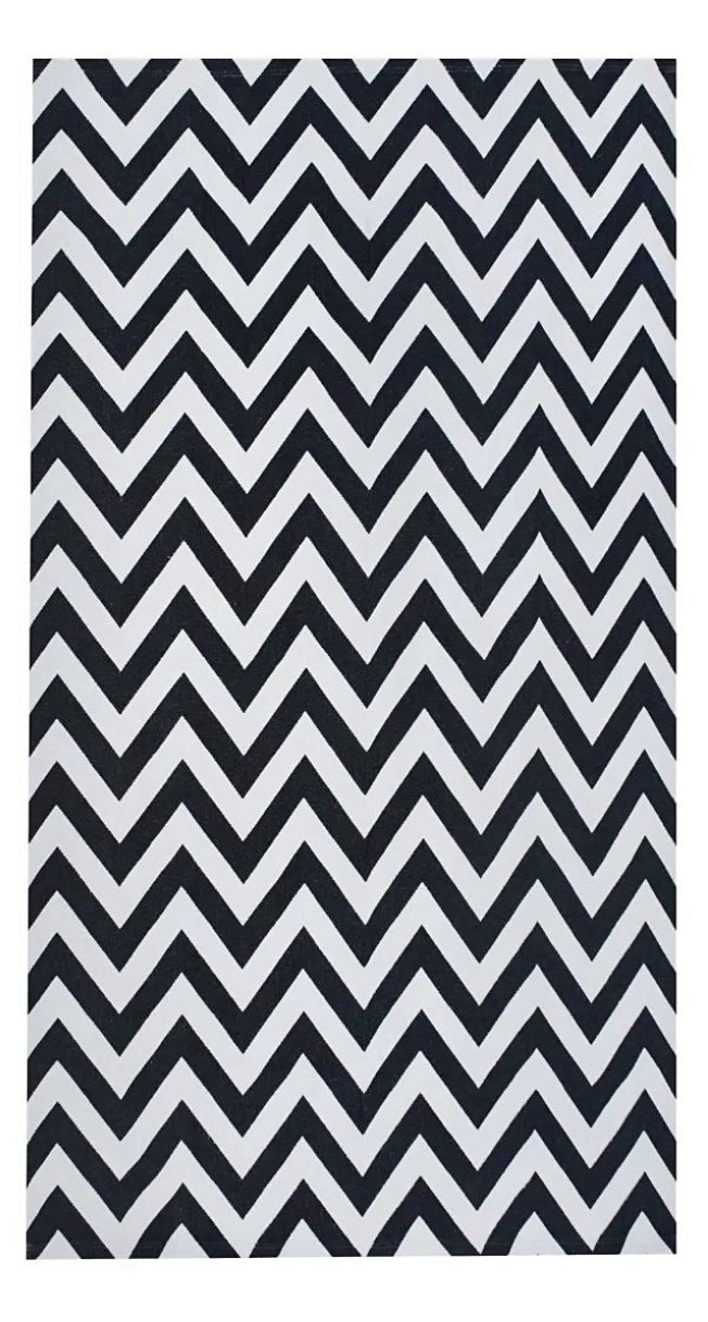 Tapete Para Sala e Quarto Antiderrapante Estampas Variadas:Chevron Preto 1,32 x 2,00 - 2