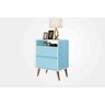 Mesa de Cabeceira Lotus Duas Gavetas e Nicho Pés Retrô em Madeira - J&A Móveis:Azul - 2