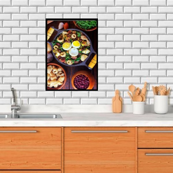 Quadro Cozinha Fotografia Feijão Tropeiro 33x24cm:moldura Branca - 1