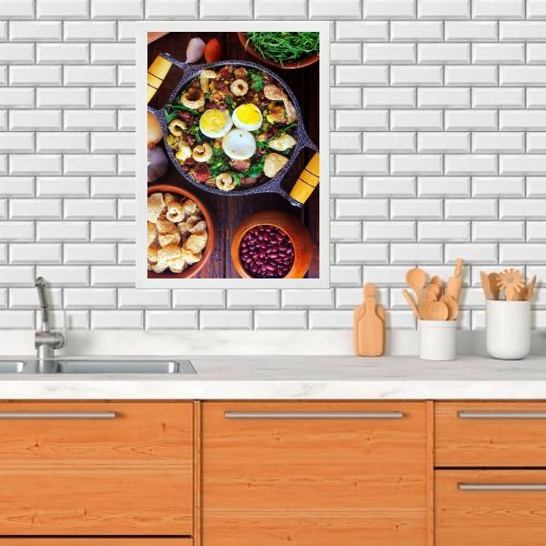 Quadro Cozinha Fotografia Feijão Tropeiro 33x24cm:moldura Branca - 2