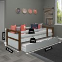 Ver imagem 2 de Bicama Solteiro Woodstore Madeira Maciça Reforçada com Cama Auxiliar