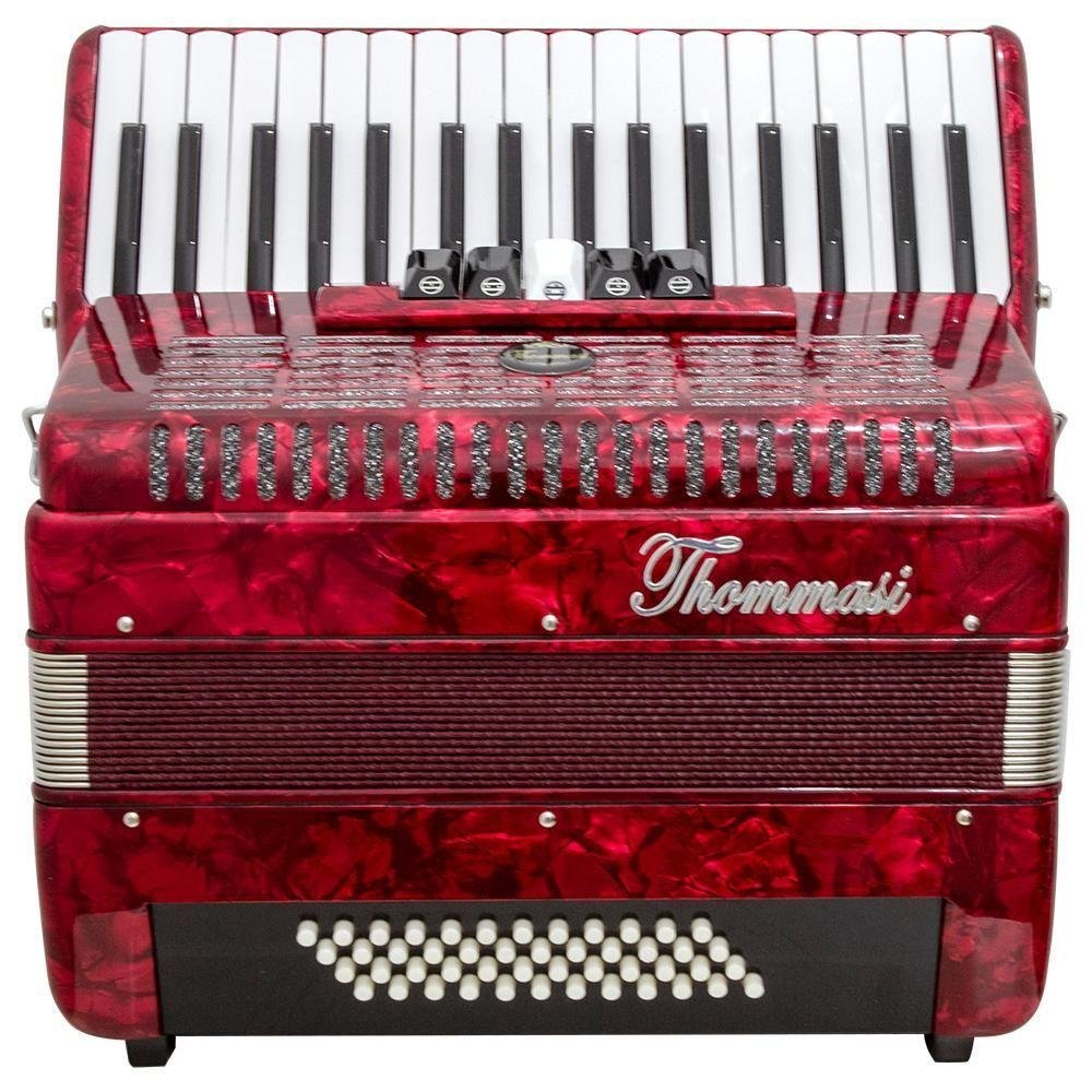 Acordeon 48 Baixos 34 Teclas Ta 4805 Vermelho Thommasi [f097] - 7
