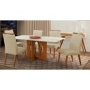 Ver imagem 1 de Mesa de jantar + 6 cadeiras Roma tampo Atenas 180 cm Bege