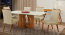 Ver imagem 1 de Mesa de jantar + 6 cadeiras Roma tampo Atenas 180 cm Bege