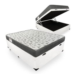 Cama Box Com Baú Casal Blindado + Colchão De Espuma D33 - Ortobom - iso 100 138x188x60cm Branco - 1