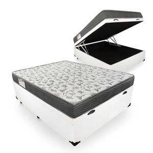 Cama Box Com Baú Casal Blindado + Colchão De Espuma D33 - Ortobom - iso 100 138x188x60cm Branco