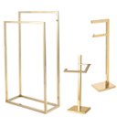 Ver imagem 1 de Kit de Acessorios para Banheiro com 3 Peças em Aço Inox Dourado Brilhante Linha Larissa com Toalheir