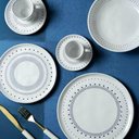 Ver imagem 3 de Prato Raso de Cerâmica Porto Brasil 27,5cm Stoneware Branco e Azul Bio Astral Louça Artesanal