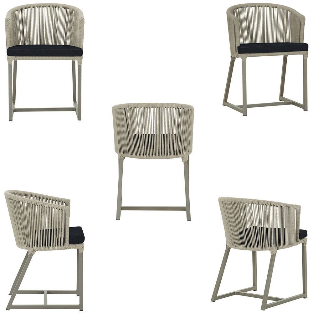 8 Cadeiras de Jantar Área Noronha em Alumínio com Pintura Fendi Corda Náutica Estofado 12 Trama Orig - 5