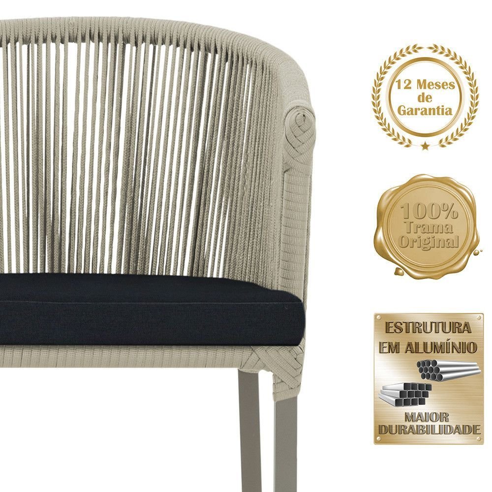 8 Cadeiras de Jantar Área Noronha em Alumínio com Pintura Fendi Corda Náutica Estofado 12 Trama Orig - 3