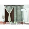 Cortina Sala Yasmin 3,00x2,80 Tecido Renda Malha Com Ilhós - Marrom - 1